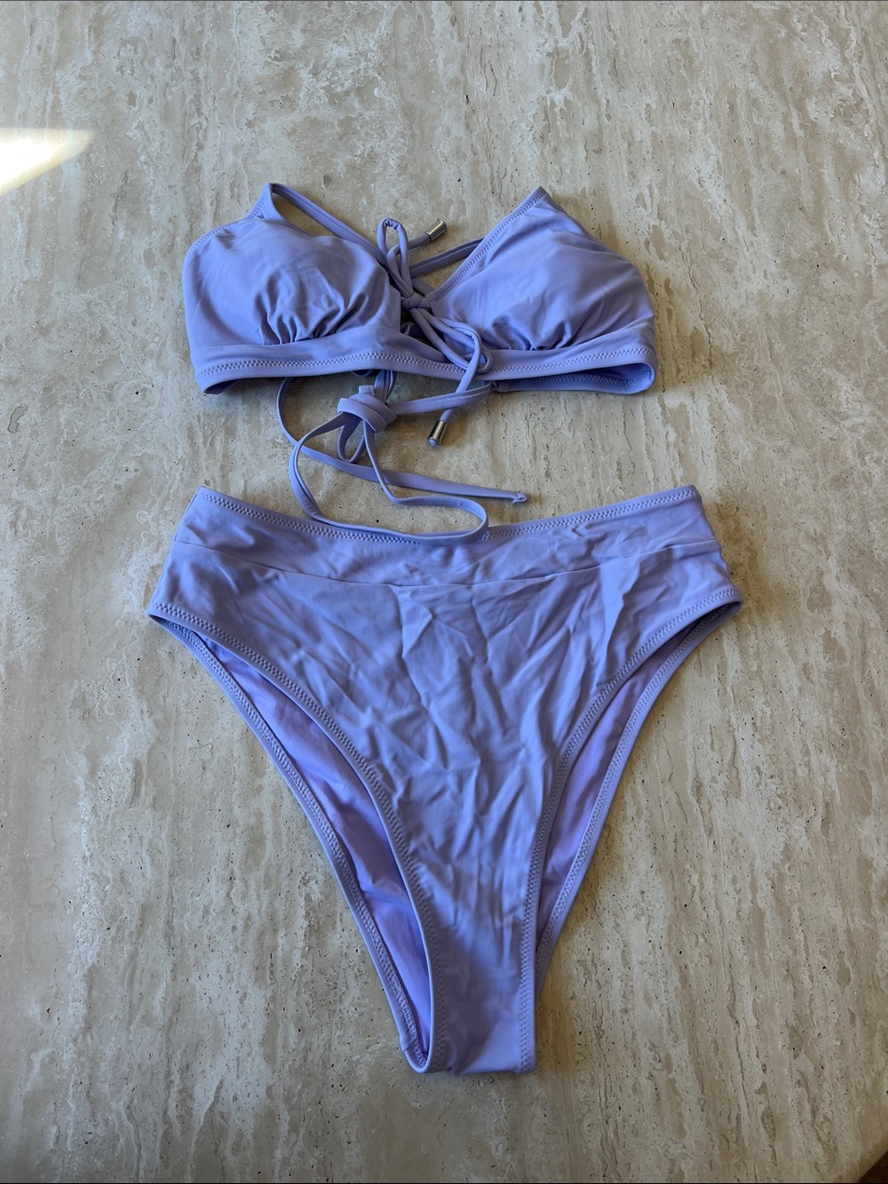 Cupshe Lilac Tie-Front High-Waist Bikini